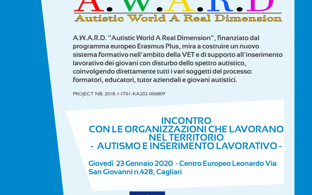 Progetto A.W.A.R.D: incontro sul tema “Autismo e inserimento lavorativo”
